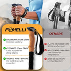 Foxelli Lightweight Trekking Poles – Compact Walking Sticks with Quick Locks, Ergonomic Cork Grip & All-Terrain Accessories – Adjustable Collapsible Poles for Travel & Hiking