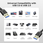 Cable Matters 5Gbps Short USB 3.0 Cable - 3ft, Male to Male USBA to USBA Cable, USB Cord, Black