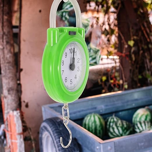 Portable Travel Suitcase Scale with Hook Small Manual Spring Luggage Scale in Fluorescent Green for Suitcase and Package Weighing