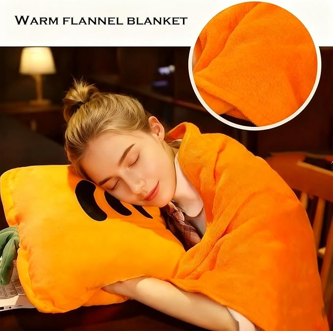 Fruit Throw Blanket and Pillow Set, Travel Blanket Compact Convenient Bed Throw Pillows with Airplane and Car Suitable for Office Nap Time (E, 67in x 59in)