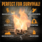 Ferro Rod Fire Starter Drilled Flint and Steel Survival Tool Kit with High Visibility Paracord Lanyard and Weatherproof Striker