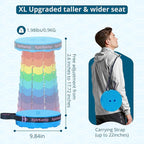 Retractable Folding Stool - Heavy Duty 400 lb Collapsible Portable Stool for Camping, Hiking, Fishing, Indoor/Outdoor with Non-Slip Base and Lightweight Design (Rainbow, 1-Pack)