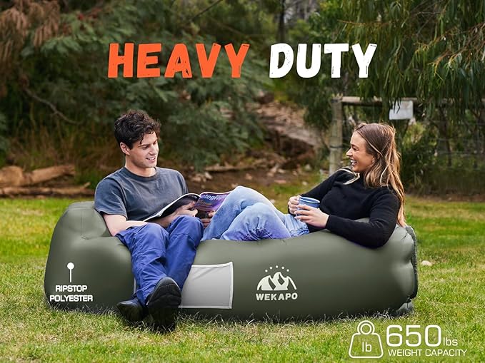 WEKAPO Inflatable Sun Lounger, Air Sofa, Hammock, Portable, Waterproof and Leak-Proof, Ideal for Backyard, Beach, Travel, Camping, Picnics and Music Festivals