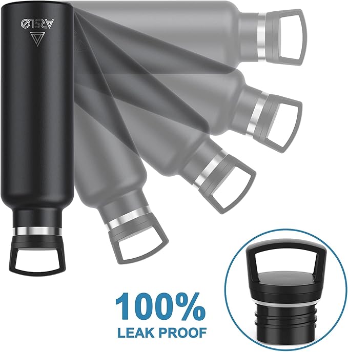 Stainless Steel Double Wall Water Bottles, Vacuum Insulated Bottle With Straw Lid, Insulated Water Bottle Keeps Water Cold for 24 Hours, Hot for 12 Hours, Hiking, Sports