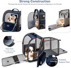 Extra Large Cat Backpack Carrier Expandable Pet Carrier Backpack for Small Dogs Medium Cats Fit Up to 18 Lbs, Dog Backpack Carrier, Foldable Puppy Backpack Carrier for Travel, Hiking,Blue