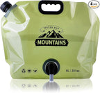 Camping Water Jug 2.1 Gallon Collapsible Water Container Portable Water Bag for Travel Outdoor Hiking BPA Free Lightweight (Green (2.1 Gal), 4)