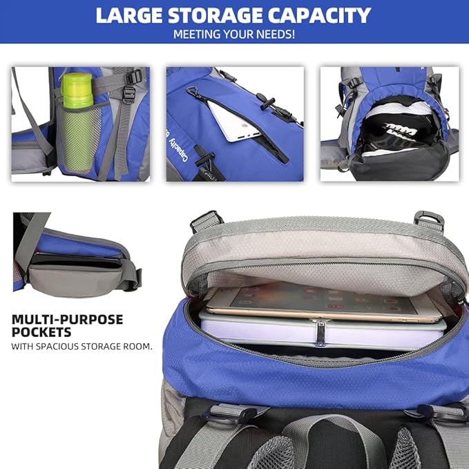 70L Camping Hiking Backpack with Rain Cover Waterproof Backpacking Backpack for Hiking Treeking Climbing Outdoor
