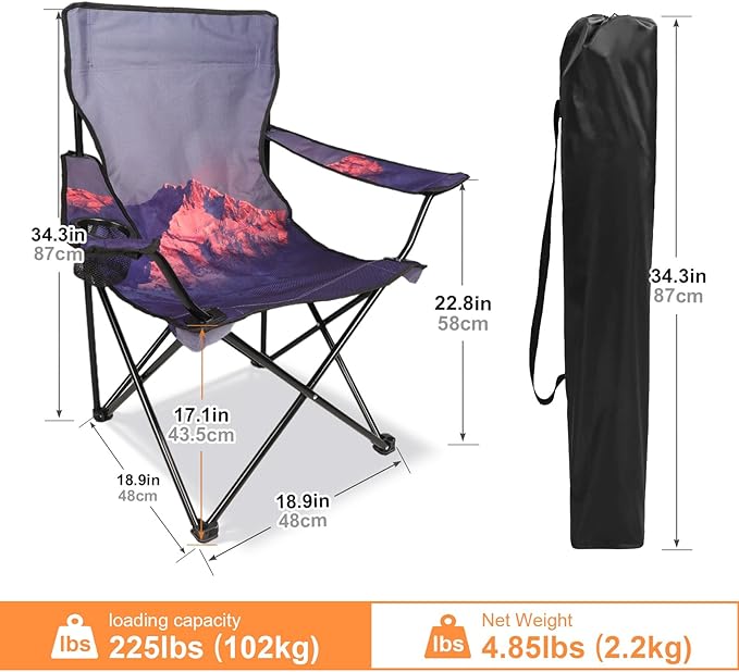 Northroad Camping Chair Portable Camp Chair, Folding Lawn Chair with Cup Holder for Outdoor Camping, Hiking, Travel, Patio, Beach, Picnics