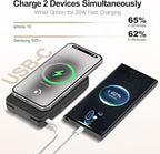 Magnetic Wireless Power Bank, 5000mAh Portable Charger with LED Makeup Mirror & Phone Stand, 20W USB-C Fast Charging Battery Pack for iPhone 17/16/15/14/13/12 Series, Black Butterfly