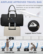 Women Weekender Travel Duffle Bag: Initial Duffel Overnight Bags with Shoe Compartment Large Carry on Tote with Toiletry Bag Weekend Traveling Yoga Gym Hospital Bag for Women with Wet Pocket Letter M