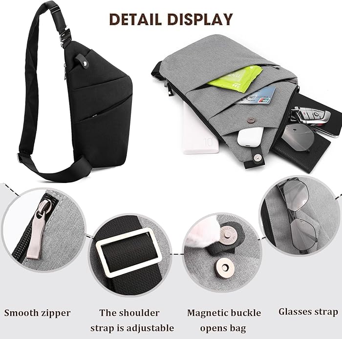 Crossbody Travel Bags for Women, New Theft Proof Safe Slim Sling Travel Purses, Personal Flex Shoulder Bag for Men Women