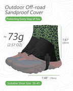 Trail Gaiters, Waterproof Low Shoe Protectors, Adjustable Boots Gators for Hiking & Running - Prevents Debris in Shoes