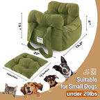 Dog Car Seat for Small Dogs, Portable Puppy Car Seat of Easy Installation, Fashionable Pet Carrier Bag with Large Pockets, Machine Washable Dog Booster Seat (Army Green)