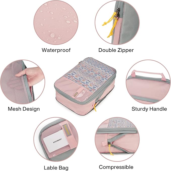 BAGSMART 6 Set /4 Set/2 Set Compression Packing Cubes for Travel, Lightweight Luggage Organizer Bags, Durable Space Saver Bags Travel Essentials