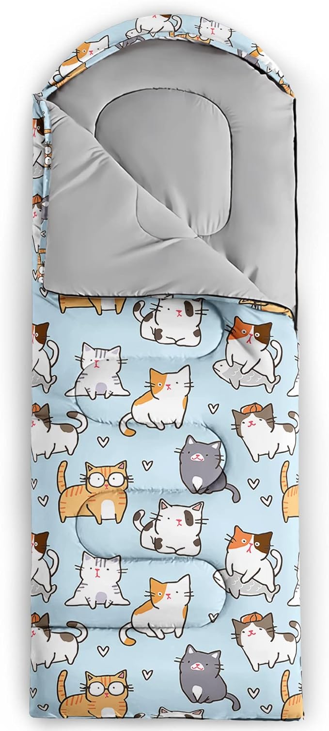 QOOMO Animals Camping Sleeping Bags,3 Season Warm & Cool Weather,Lightweight,Waterproof Sleeping Bags for Adults & Kids,Traveling,and Outdoors,Camping Gear Equipment