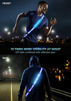 LED Reflective Belt Sash for Walking at Night, Night Running Safety Gear High Visibility Rechargeable LED Light Up Running Belt for Runners Walkers Men Women