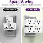 Fosmon 3 Outlet Adapter, Swivel Outlet Plug Three Way Rotating 180 Degree Right Angle Adapter Plug, Electric Wall Extender Indoor, 3-Prong, Grounded- 2 Pack