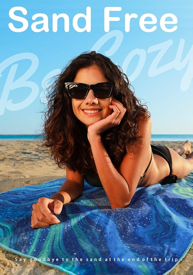 Microfiber Lightweight Thin Beach Towel Sand Free Quick Dry Compact Towels for Swimming Pool Camping Beach Accessories Large Easy Pack Travel Things for Vacation Essentials Gift Adult 32*71 Inch