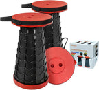 2PCS Upgraded Collapsible Stool Thickened Set, Portable Stool Folding Stools, Foldable Chair for Camping Fishing Hiking BBQ and Outdoor Activities - Max 400lbs（Red）