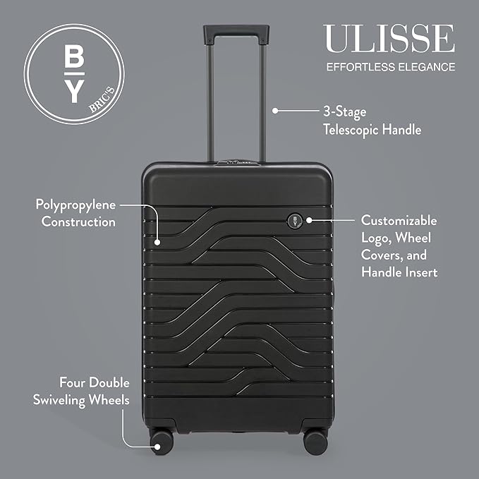 Bric's 28" Expandable Spinner Suitcase - Travel Luggage with TSA-Approved Lock and Hard Shell Exterior - B|Y Ulisse - Black