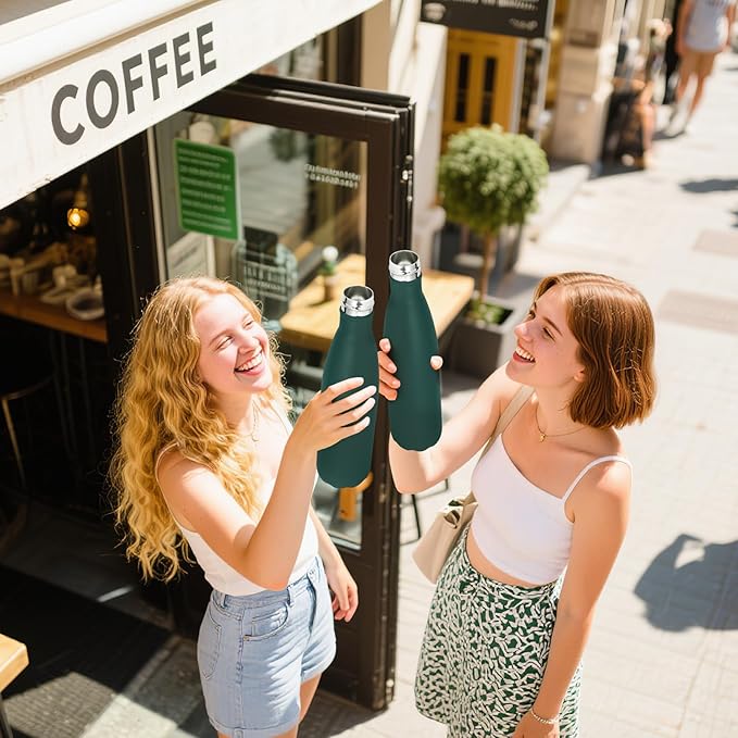 Volhoply 25oz Insulated Water Bottle 1/2/4 Pack, Double Wall Stainless Steel Vacuum Bottles, Keeps Cold & Hot, BPA Free Leak Proof Bottles (Army Green,1 Pack)