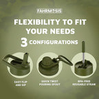 40 Oz Water Bottle with Straw Stainless Steel Sports Water Bottle with 3 Lids (Straw, Chug and Flip Lid) Insulated Leak Proof Metal Jug for Men & Women - Army Green