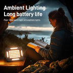 LED Solar Portable Camping Lights with Stand dimmable, 2000LM, Solar Rechargeable Work Lights with Magnetic，IP67 Waterproof, 5 Light Modes Portable Flood Light, Camping Lantern for Indoor Outdoor