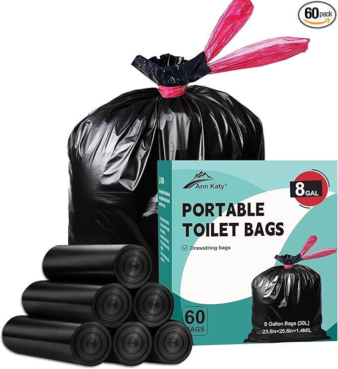 Portable Toilet Bags，Drawstring Camping Toilet Bags Toilet Trash Bags Leak-Proof, Waste Bags for Camping, Hiking, Traveling,Emergency, Outdoor Activities