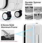 Hanke 20 Inch Carry On Luggage Hard Shell Suitcases with Wheels Luggage Suitcase Travel Luggage for Women Men Rolling Luggage Bags for Business Trip Weekender-Ivory white