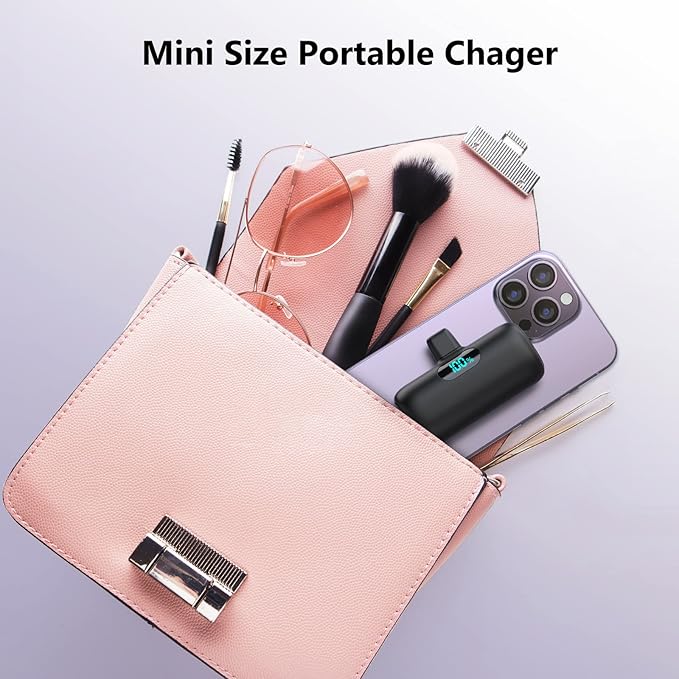 Mini Portable Charger for iPhone 14/13 Series,Upgraded 5000mAh PD Fast Charging Battery Pack,LCD Display Cute Power Bank Portable Phone Charger for iPhone 14/14 Pro Max/13/12 Pro/11/XS/XR/X/8/7/6