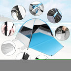 Large Easy Setup Beach Tent,Anti-UV Beach Shade Beach Canopy Tent Sun Shade with Extended Floor & 3 Mesh Roll Up Windows Fits 3-4 Person,Portable Shade Tent for Outdoor Camping Fishing