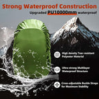 Frelaxy Waterproof Backpack Rain Cover, 10000mm Waterproof Level, Upgraded Ultra-Strong Multilayer Structure, Antislip Cross Buckle Strap, Ultralight Compact Portable, for Hiking, Camping, Traveling