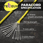 TECEUM 5/32" Paracord Rope 1000 – 1000ft / 200ft / 100ft / 50ft – Tactical Parachute Cord 4mm – 45+ Colors – Nylon String for Survival & Camping Gear – Stripe Cord for Survival – Utility Rope