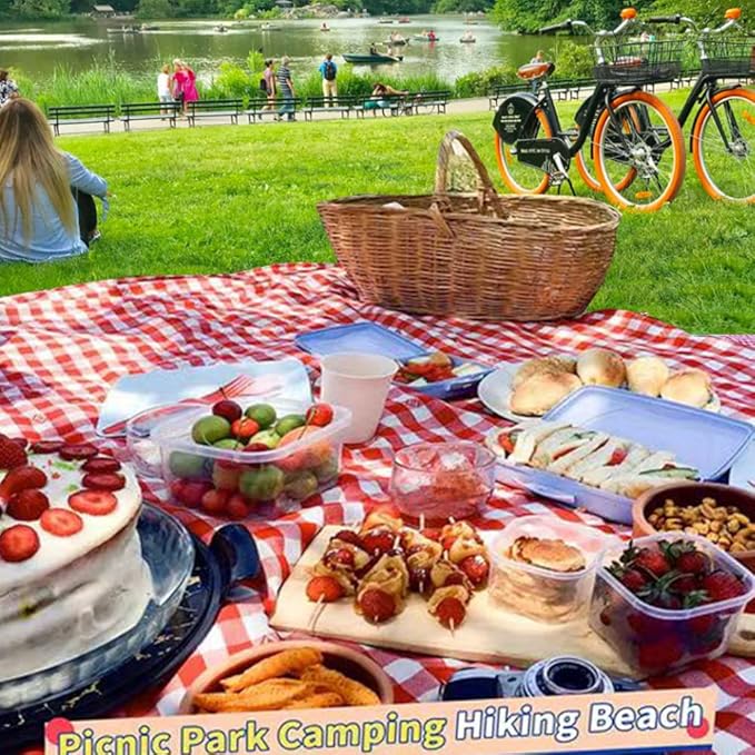 Extra Large Picnic Blanket Beach Blankets, Outdoor Foldable Waterproof Sand Mat for Beach Camping Hiking Travel Family Concerts Grass Park Music Festival Lawn Mats (Red, 80x80inch)