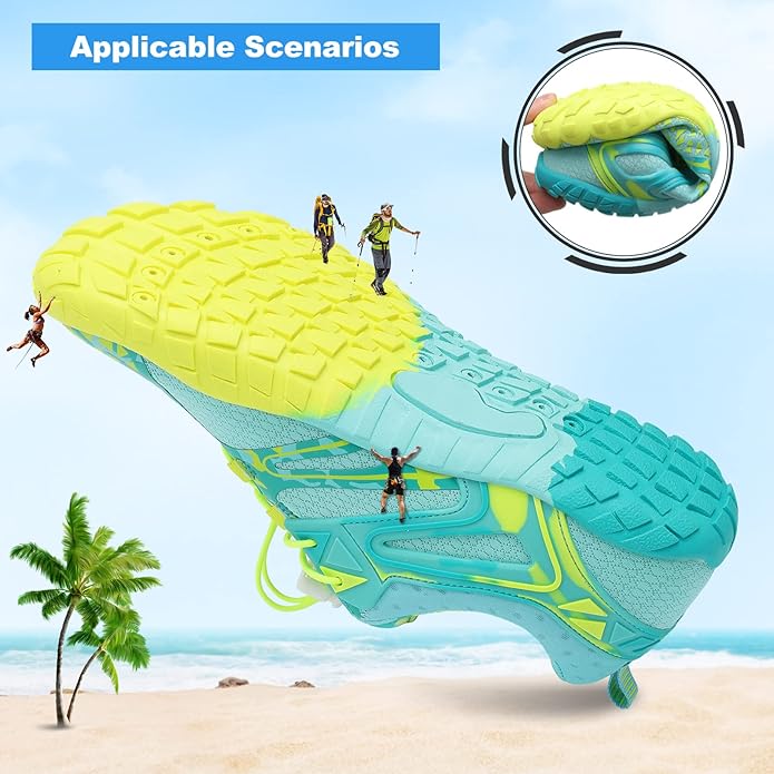 L-RUN Barefoot Water Shoes Women Mens Aqua Sock Athletic Hiking Water Sports Shoes for Swim Beach Pool Sand Diving Walking