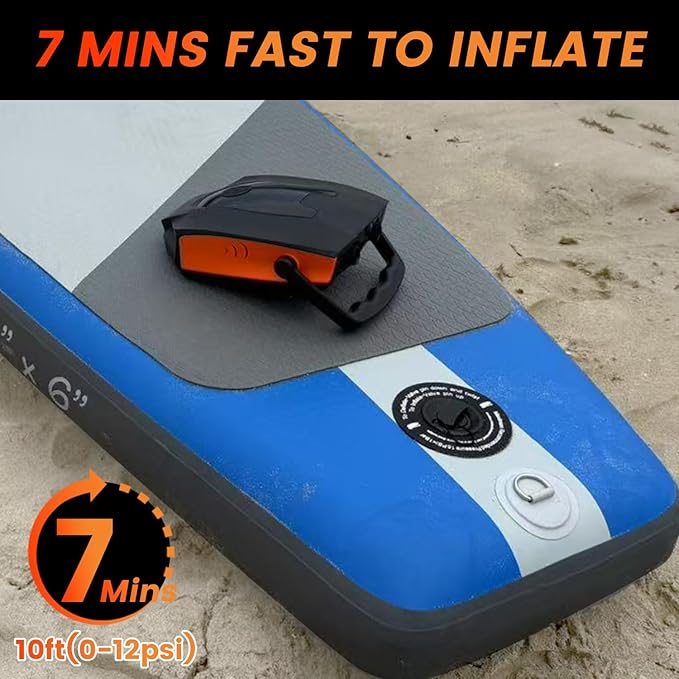 50PSI Paddle Board Pump Electric Portable, High Pressure Sup Pump - Dual Stage Inflation, Auto Shut Off and Deflate for Stand Up Paddle Board/Car/Kayak/Bicycle
