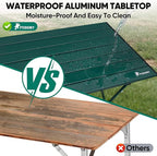 PTEROMY Medium Folding Camping Table, Portable Beach Table with Ultralight Aluminum Tabletop for Travel, Outdoor, Camping, Picnics, and BBQs (Green)