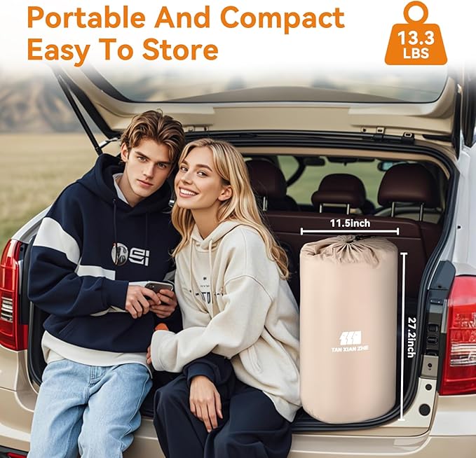 Self Inflating Sleeping Pad with Electric Pump, 4" Ultra-Thick Memory Foam Double Sleeping Mats, Easy Inflate& Deflate, 9.5 R-Value Insulated Camping Mattress Pad for Camping, Travel