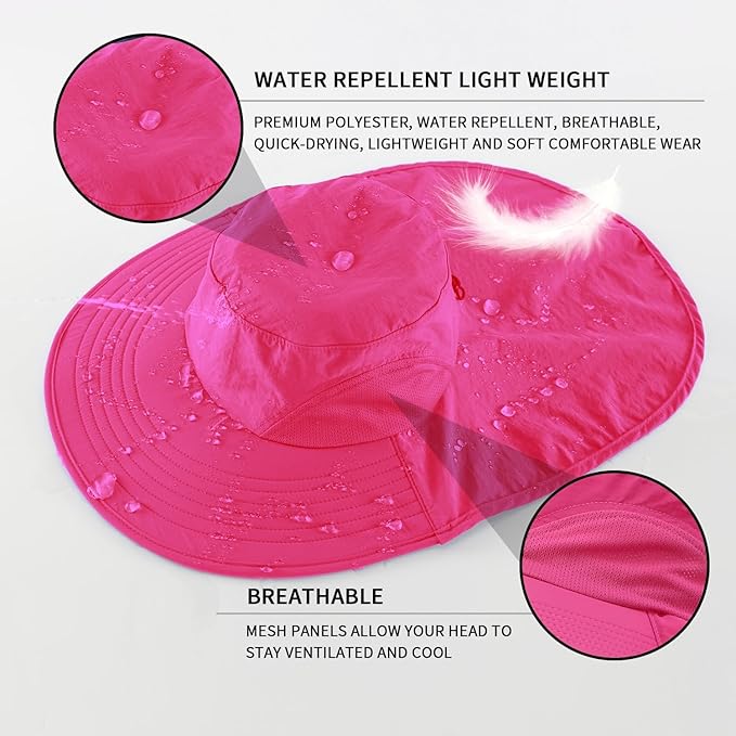 Home Prefer Outdoor UPF50+ Sun Hat Wide Brim Mesh Fishing Hat with Neck Flap