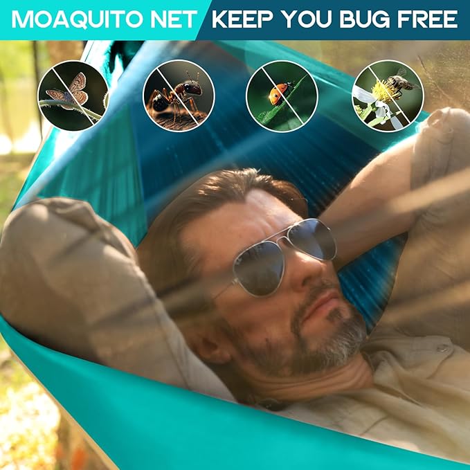 Camping Hammock Mosquito Net,Double & Single Portable Hammocks Hammocks with 2 Tree Straps,Hammock Tent for Travel Camping,Camping Accessories for Indoor Outdoor Hiking Backpacking Backyard Beach
