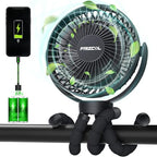 FRIZCOL Portable Stroller Fan, Use As Power Bank, 65H 12000mAh Battery Operated Fan Flexible Tripod Baby Car Seat Fans with Timming, Personal Mini Handheld/Desk/Small Clip On Fans For Stroller