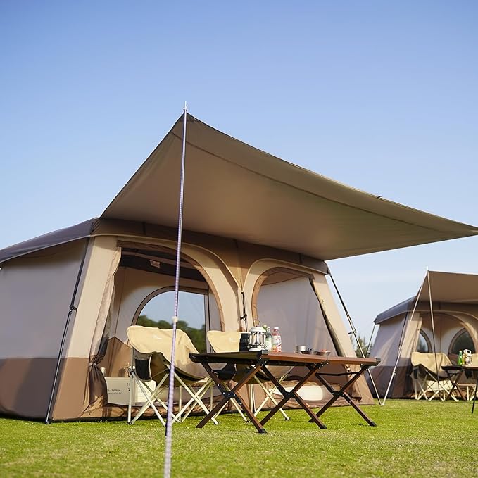 Vidalido Tents，6-8 Person Camping Tent with Extended Vestibule，2 Room Weather Resistant Family Tents，Easy Install Waterproof Outdoor Tent for Backpacking and Camping Hiking