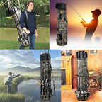 Allnice Durable Canvas Fishing Rod & Reel Organizer Bag Travel Carry Case Bag- Holds 5 Poles & Tackle