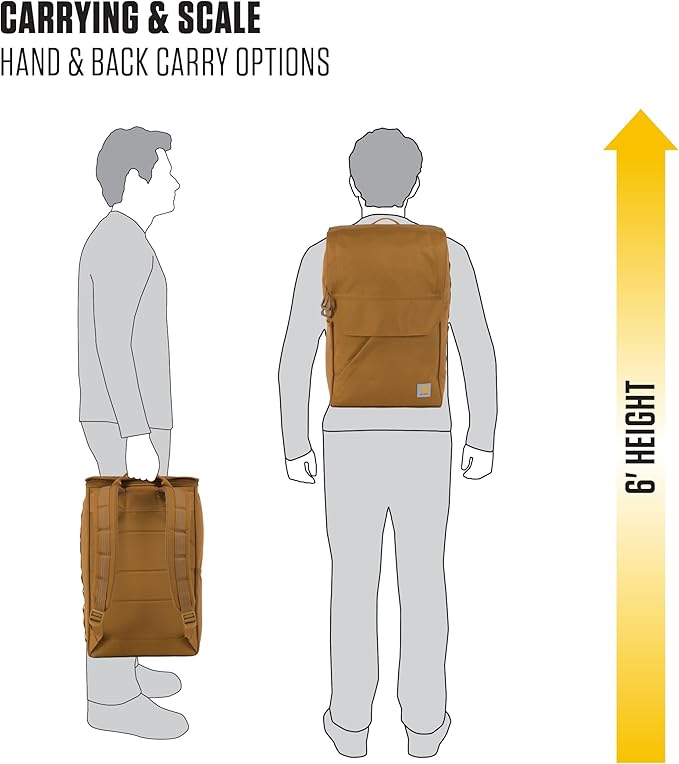 Carhartt 21L Top-Load Backpack, Durable Water Resistant Coated Canvas Base W/ 17" Laptop Sleeve, Port
