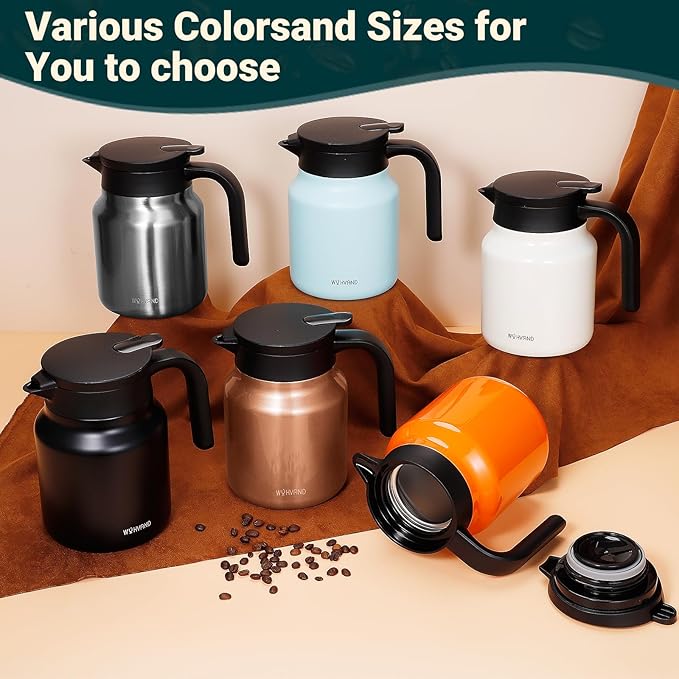 34Oz Thermal Coffee Carafes For Keeping Hot/Cold, Stainless Steel Coffee Carafe, Dustproof Insulated Water Carafe for Party/Home,Blue