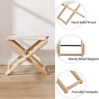 Wood Folding Camping Stools Set of 6, 18.5" Hardwood Portable Fishing Folding Stool with Heavy Duty Metal Support Canvas Camp Stool Foldable Footstool for Outdoor Hiking Picnic BBQ, Beige