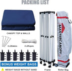 MASTERCANOPY Heavy Duty Pop-up Canopy Tent with Sidewalls (10x20,Navy Blue)