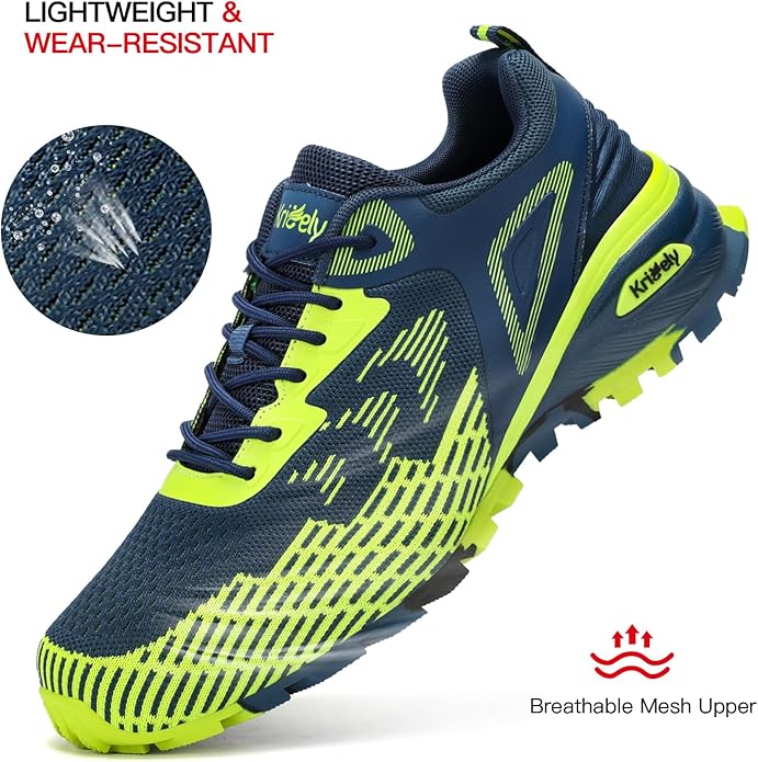 Kricely Men's Trail Running Shoes Non Slip Hiking Shoes Tennis Shoes Fashion Sneakers Workout Footwear