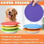 Patelai 24 Pcs Stainless Steel Dog Bowls with Silicone Lids Portable Food and Water Dishes for Pets Sealable Containers for 6.3" for Cats & Small Dogs (Red,Blue,Green,Purple,Yellow,Orange)