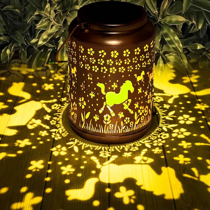 Horse Solar Lantern Outdoor Horse Decor Garden Decor Waterproof Decor Light Hanging Solar Lights Yard Decor, Gifts for Women Gifts for Mom Gifts for Grandma Horse Gifts